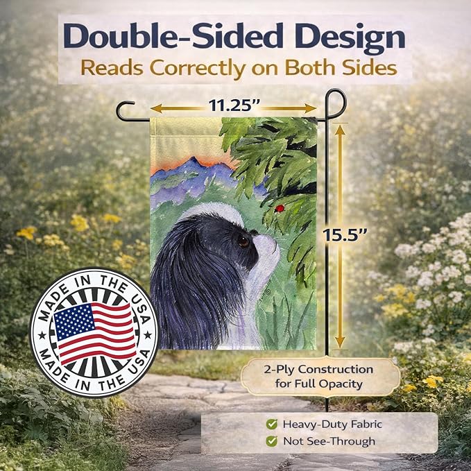 Caroline's Treasures SS8259GF Japanese Chin Garden Flag Mailbox Flag Decorative Yard Flag Banner Outside Patio Artwork Yard Flower Beds, Garden Size, Multicolor