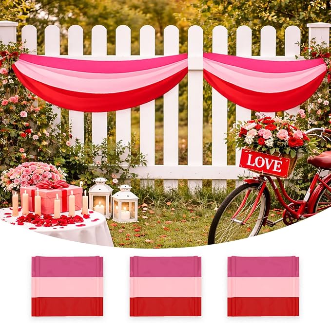 3Pack Lesbian Pride Bunting 2 x 20 Ft Pink Red White Pride Decorations, LGBTQ Lesbian Party Banner for Pride Month, WLW Wedding, Gay Pride Festival, Parade, Porch, Wall, Fence Decor
