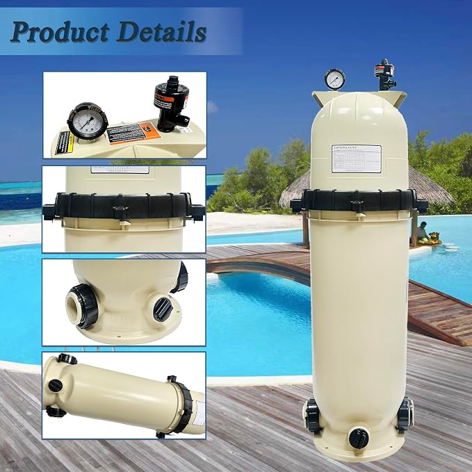 EC-160317 Cartridge Pool Filter,100 sq ft‌100GPM Fit for Pentair CC150