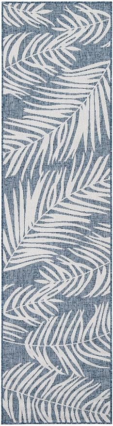 Unique Loom Outdoor Botanical Collection Area Rug - Palm (2' 7" x 10' Runner Blue/Navy Blue)