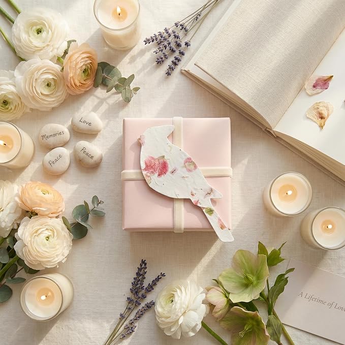 Plantable Memorial Gift Tags with Wildflower Seeds – 24 Pack Pink Cardinal-Shaped Writable Gift Wrap Tags for Funeral Favors, Sympathy Gifts & Celebration of Life Keepsakes