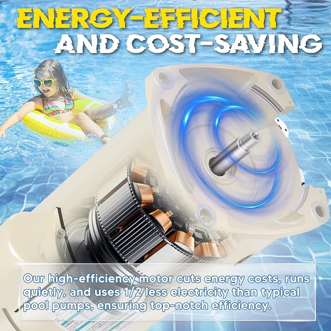 355010S Pool Pump Motor 1HP Fit for Pentair Whisperflo 3450 RPM 1 Speed | 115/208-230 V, Energy Efficiency, Swimming Pool Motor