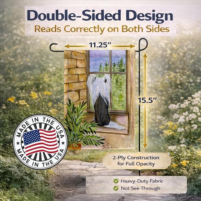 Caroline's Treasures SS8121GF Chinese Crested Garden Flag Mailbox Flag Decorative Yard Flag Banner Outside Patio Artwork Yard Flower Beds, Garden Size, Multicolor