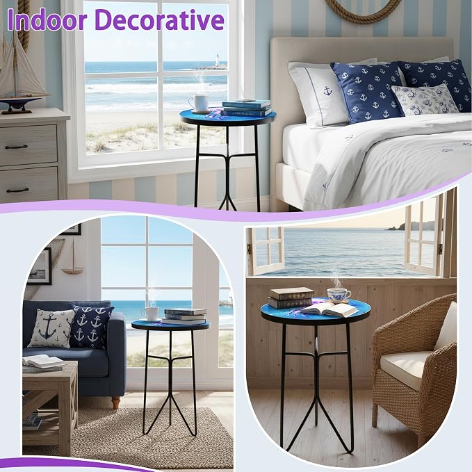 Folding Outdoor Side Tea Table,Jellyfish and Conch Small Accent Tables, Plant Tables Indoor,Garden or Living Room Decor Afternoon Tea Dinner Table, Simple Assembly Cast Iron Plant Stand