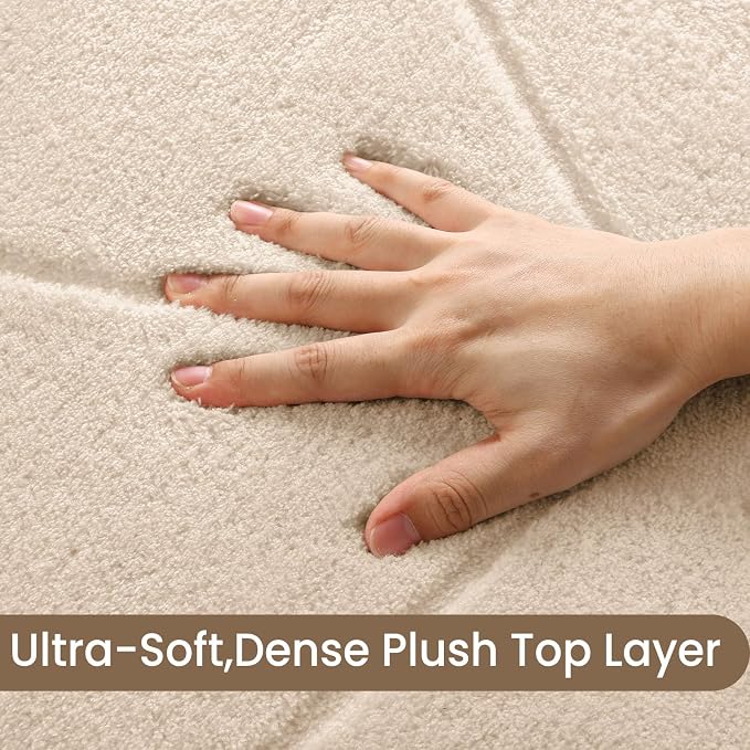 Sour Lemon Area Rugs 10x14 Living Room Bedroom, Exta Large Carpet Beige | Washable, Geometric Alfombra Para Salas Modernas, Non Slip Big Soft Thick Fluffy Plush, Memory foam Rug for Kids Playroom