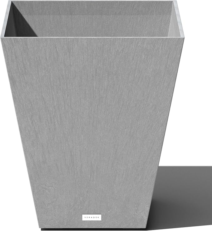 Veradek Pure Series Nobleton Plastic Planter - Large Pots for Indoor or Outdoor Porch/Patio | Durable All-Weather Use with Drainage Holes | Modern Planter Décor for Flowers, Shrubs, Trees