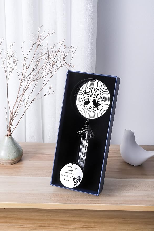 Best Friend Wind Chime with Tree of Life Wind Spinner - Friendship Gifts for Women Friends - Gifts for Best Friends Women, Men