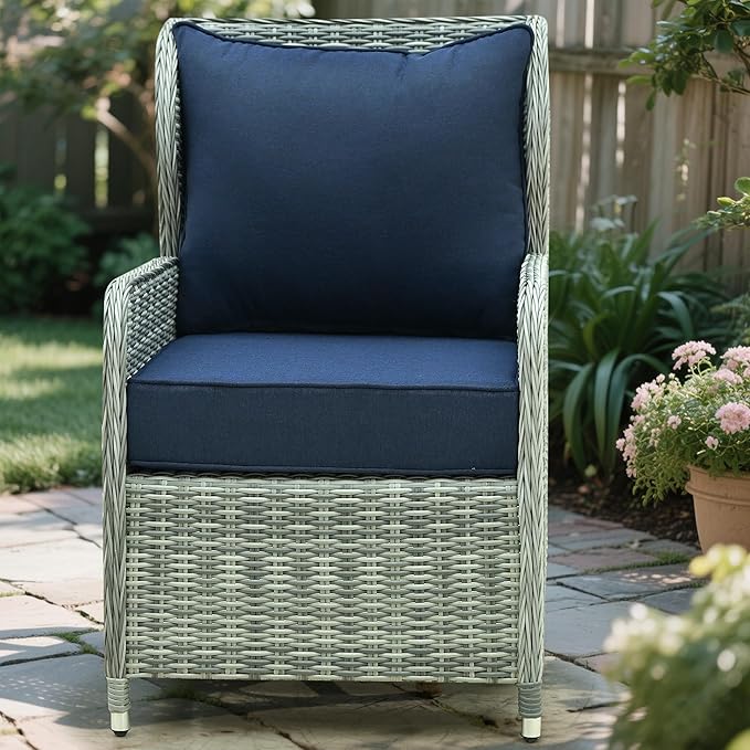 Luxury Outdoor Cushions Set 24 x 22 Inch, 5" Thick Sunbrella Patio Furniture Cushions, 30D Sponge Filling Fade Waterproof Fade Resistant with Removable Covers and Lumbar Pillow, Midnight Blue