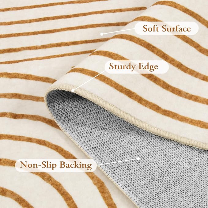 Lahome Abstract Washable Rugs 8x10, Soft 8x10 Rugs for Living Room Office | Ultra-Thin Non-Slip Bedroom Rug Large Carpet Non-Shedding Accent Rug for Office Dining Room Darrell (8x10ft, Orange)