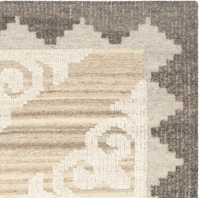 SAFAVIEH Kenya Collection Area Rug - 5' x 8', Brown & Charcoal, Hand-Knotted Tribal Wool, Ideal for High Traffic Areas in Living Room, Bedroom (KNY312A)