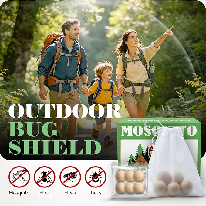 Mosquito Repellent for Patio 48 Balls - Natural Mosquito Repellent Indoor & Outdoor Use, Mosquito Deterrent for Yard - Long Lasting Mosquito Control for Camping, Travel & Home