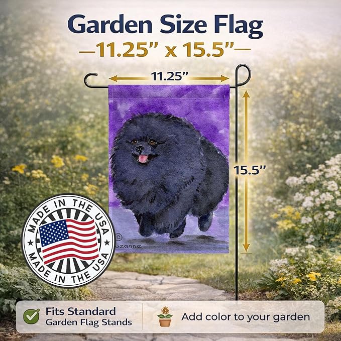 Caroline's Treasures SS8686GF Pomeranian Garden Flag Mailbox Flag Decorative Yard Flag Banner Outside Patio Artwork Yard Flower Beds, Garden Size, Multicolor