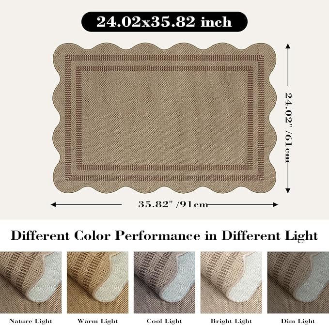 Easy Jute Outdoor Mats for Front Door, 2x3 Small Washable Kitchen Rugs, Farmhouse Brown Throw Rug Non Slip Indoor Outdoor Carpet for Entryway Porch Foyer