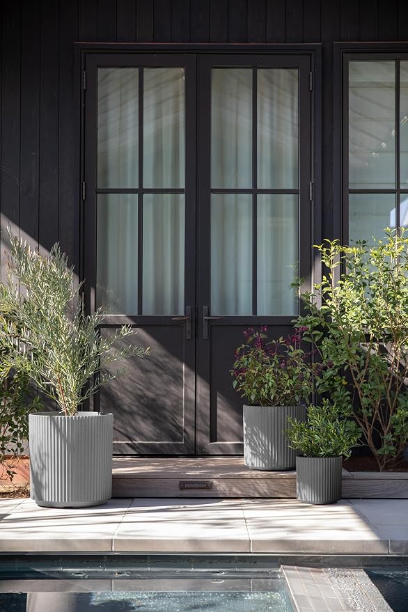Veradek Demi Round Gray Plastic Planter Bundle (12 in. 16 in. 20 in.) DMV-BUN-C