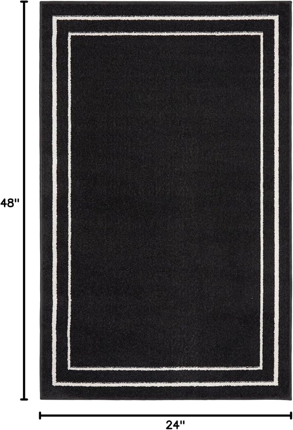 Nourison Home Nourison Essentials Black Ivory 2' x 4' Area Rug - Easy Clean, Non Shedding, Bed Room, Living Room, Dining Room, Kitchen (2' x 4')