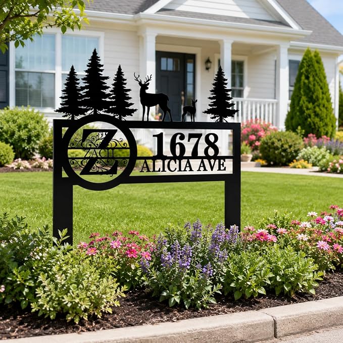 Personalized Yard Signs with Stakes, Address Yard Signs with Stakes, Address Signs for Yard, Address Numbers for House, Custom Metal House Sign, House Number Sign