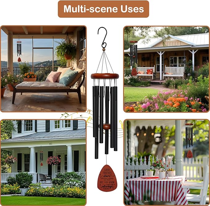 Friendship Thank You Wind Chimes Gifts for Friends, Best Friends Birthday Gifts for Women Men, Garden Decoration for Outside Patio Home, Unique Wind Chimes for BBF