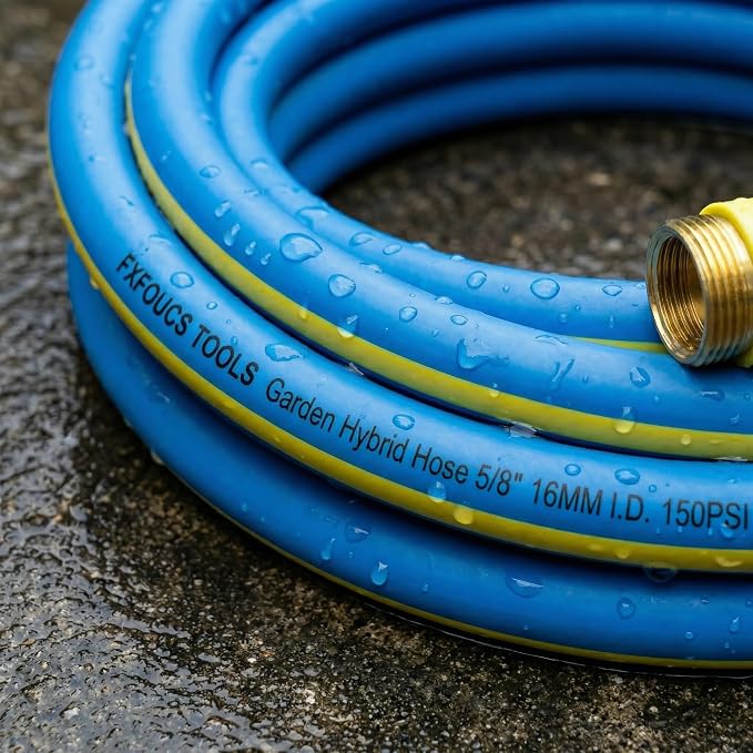 PremiumPro 25FT 5/8" Heavy Duty Reinforced Garden Hose, Large Flow,600 PSI Burst Pressure, Four Layer Hybrid Polymer Anti Kink with 360 Swivel Brass Connectors and handle for yard,washing & irrigation