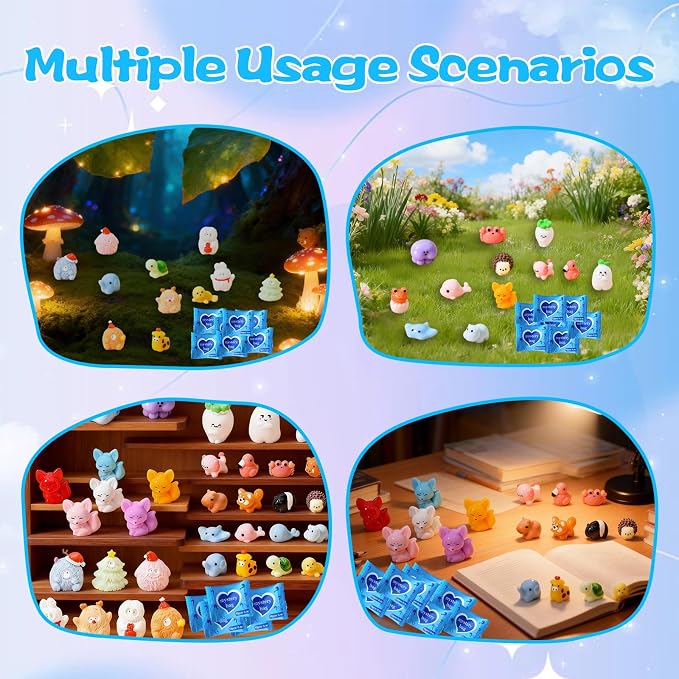 Mini Glow In The Dark Animal Resin Models, Resin Animals Mystery Bags, Individually Wrapped Blind Bags Tiny Animal Figurines, Collectible Mini Animals For Fairy Garden, DIY Crafts (200, B-Animal)