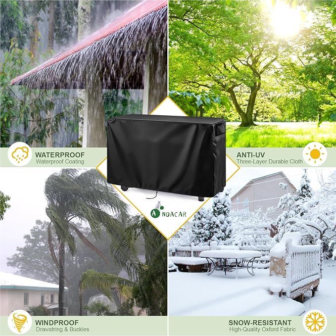 Outdoor 52 in Prep Table Cover for Keter Unity XL Portable Table Rolling Cabinet Bar, Waterproof Dining Cart Cover Heavy Duty Tool Chest Covers - 52"L×22"W×36"H, Black