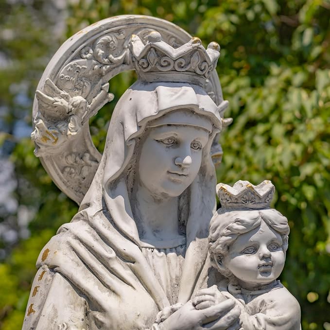 Zaer Ltd. Our Lady of Perpetual Help Garden Statue, 48" H, Magnesium Madonna with Child, Antique Grey or Bronze (Antique Grey)