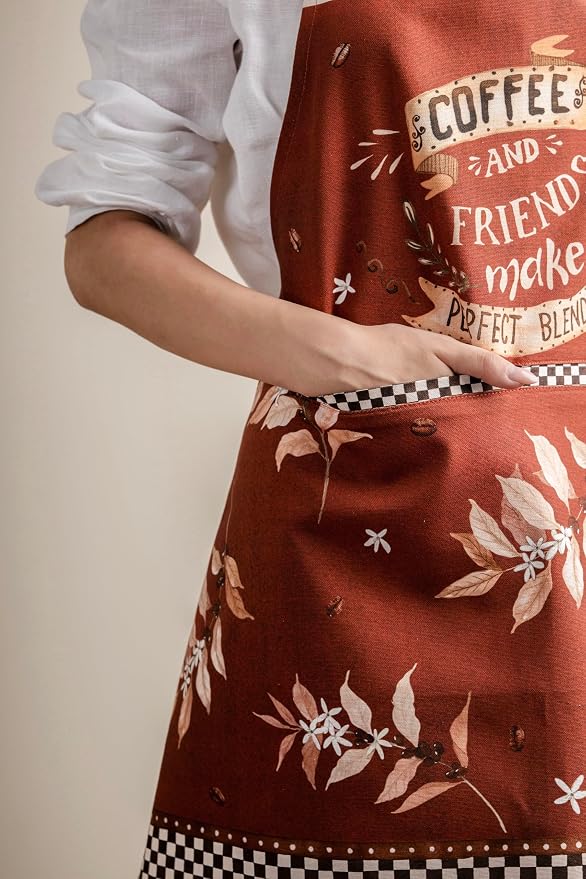 Maison d' Hermine Aprons for women with Pocket 100% Cotton (27.50"x31.50") | Adjustable Neck Strap & long ties Apron Men Chef Wedding Cooking Gardening Server Maid