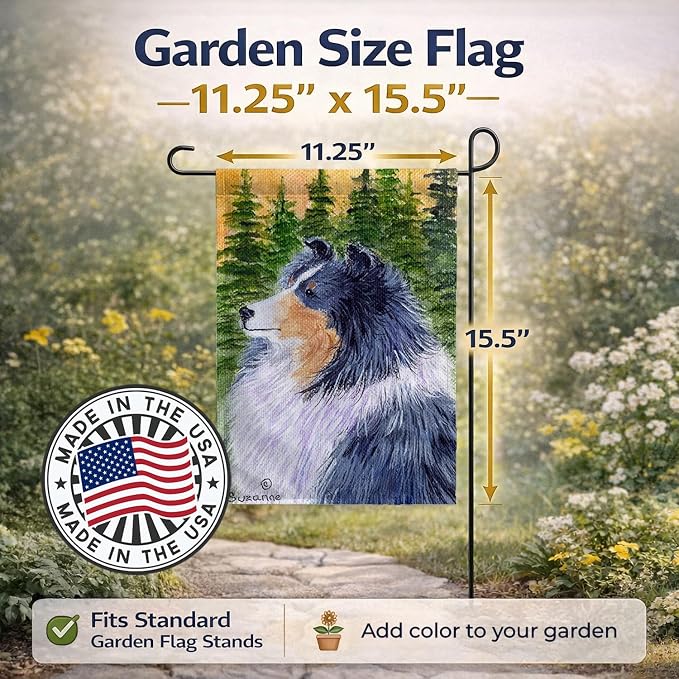 Caroline's Treasures SS8142GF Sheltie Garden Flag Mailbox Flag Decorative Yard Flag Banner Outside Patio Artwork Yard Flower Beds, Garden Size, Multicolor