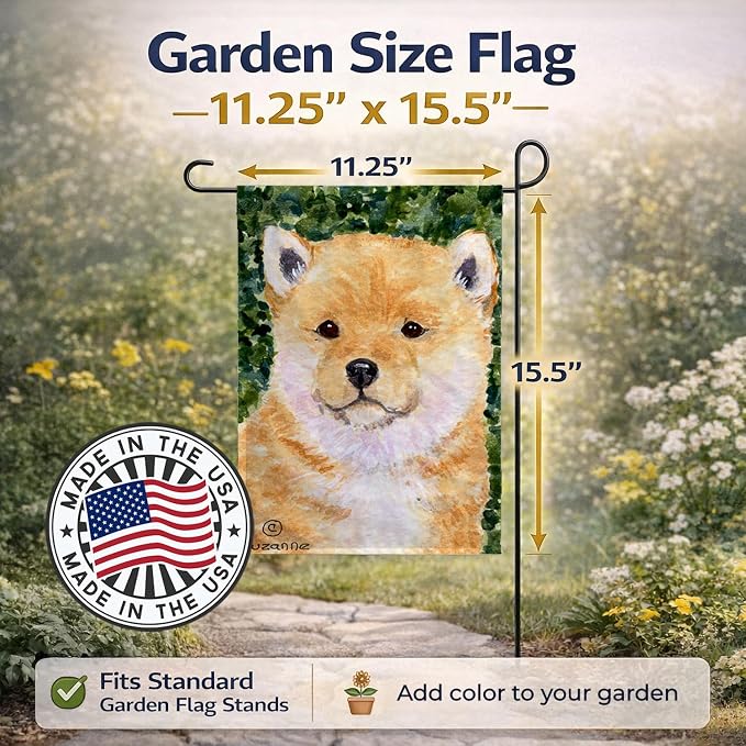 Caroline's Treasures SS8726GF Shiba Inu Garden Flag Mailbox Flag Decorative Yard Flag Banner Outside Patio Artwork Yard Flower Beds, Garden Size, Multicolor