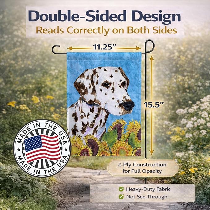 Caroline's Treasures SS4238GF Dalmatian in Summer Flowers Garden Flag Mailbox Flag Decorative Yard Flag Banner Outside Patio Artwork Yard Flower Beds, Garden Size, Multicolor
