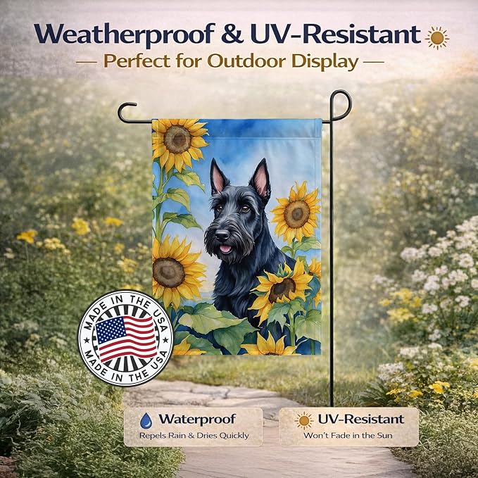 Caroline's Treasures DAC6158GF Scottish Terrier in Sunflowers Garden Flag Mailbox Flag Decorative Yard Flag Banner Outside Patio Artwork Yard Flower Beds, Garden Size, Multicolor
