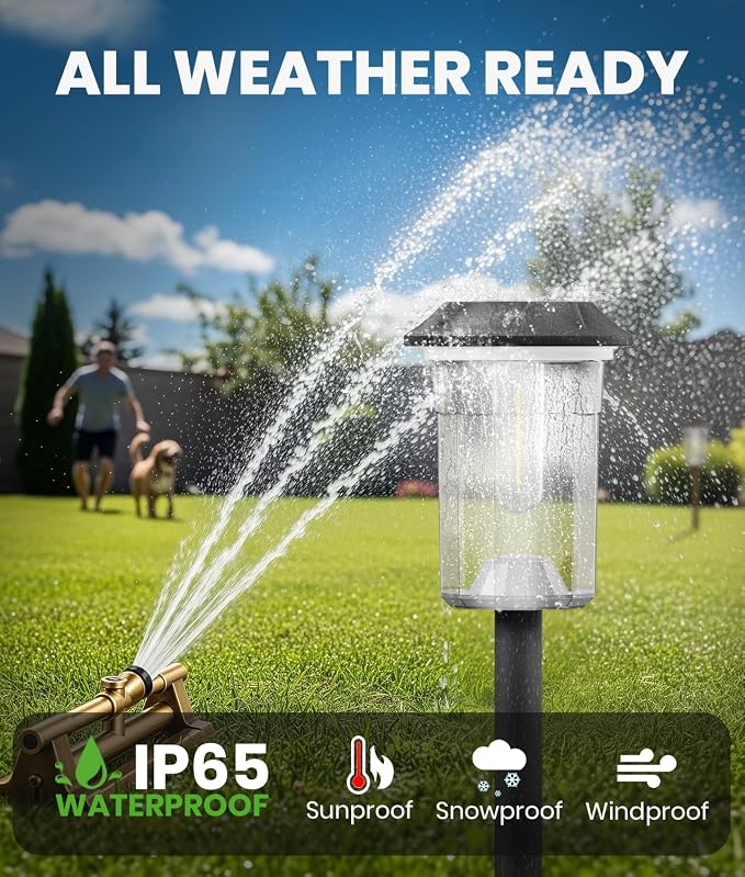BITPOTT Solar Lights Outdoor Waterproof, 8 Pack Solar Pathway Lights Outdoor,Auto On/Off Solar Powered Garden Lights for Yard Lawn Patio Walkway Driveway Decor Landscape Lighting,2-in-1 Warm&Cool