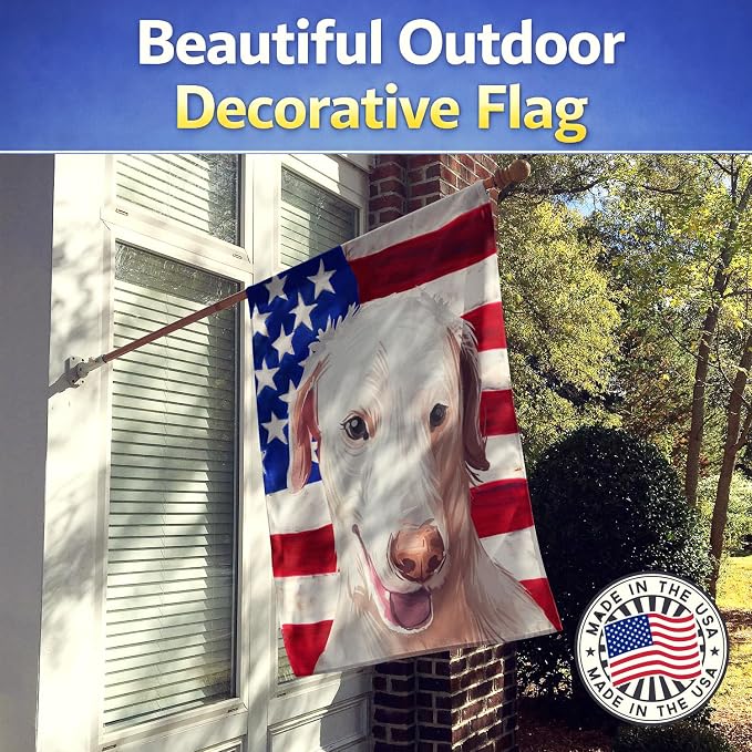 Caroline's Treasures CK6671CHF Rajapalayam Poligar hound American Flag House Flag Large Porch Sleeve Pole Decorative Outside Yard Banner Artwork Wall Hanging, Polyester, House Size, Multicolor