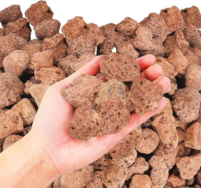 20 Pounds Red Lava Rocks for Fire Pits, Fireplaces, Perfect for Gas Log Sets, Gas Grills, Landscape Design, 0.8-1.2 Inch, Suitable for Both Indoor and Outdoor Applications
