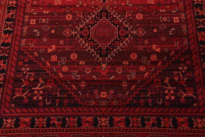 Unique Loom Tekke Collection Area Rug - Sheibani (4' 1" x 6' 1" Rectangle Red/Black)