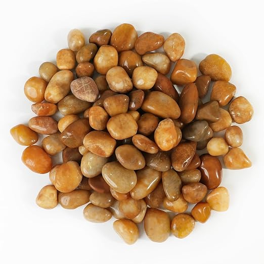 StoneCreek 36 LBS River Rocks(3 x 12 LBS Bags), Large Size, Decorative Garden Stones for Plant Landscaping, Polished Gravel Filler Pebbles for Home Decoration, Vases, Succulents(Pale Yellow Pebbles)