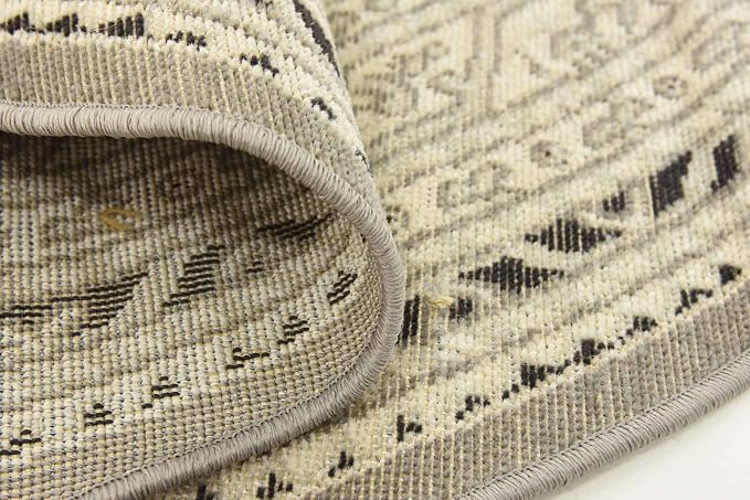 Unique Loom Williamsburg Collection Traditional Border with Dotted Center Area Rug, Round 5' 0" x 5' 0", Gray/Beige