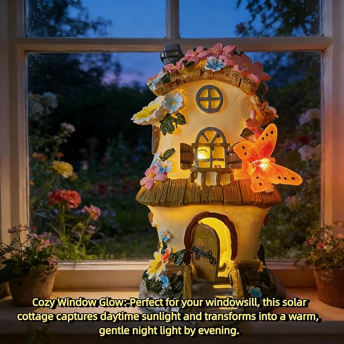Fairy Garden Houses, Fairy Houses,Fairy Houses for Outside,Fairy Garden Houses Outdoor,Solar Fairy Garden,gnome House,Fairy Garden,Fairy Garden Accessories, for Women Gift/Teenage Gift