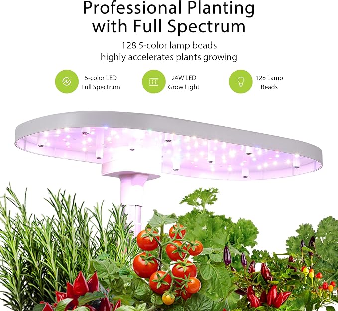 Hydroponics Growing System,12 Pods Hydroponics Growing System Indoor Garden with 120 24W Full Spectrum Grow Lights in 5 Colors, Herb Garden Up to 16" Height Adjustable,Automatic Timer