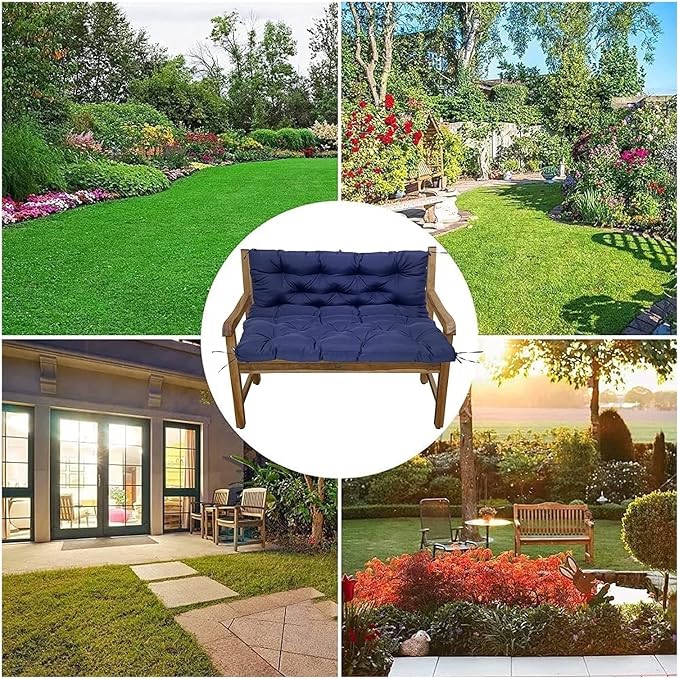 Swing Cushion Replacement Outdoor Porch Waterproof Bench Cushion 2-3 Seater Washable Bench Replacement Cushions for Outdoor Patio Porch Swing Cushions