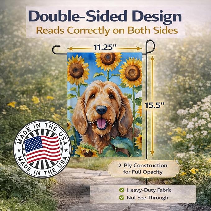 Caroline's Treasures DAC6130GF Otterhound in Sunflowers Garden Flag Mailbox Flag Decorative Yard Flag Banner Outside Patio Artwork Yard Flower Beds, Garden Size, Multicolor