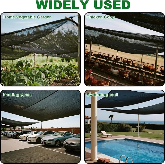 winemana 120x6 FT Outdoor Shade Cloth for Garden & Plants - 90% Large Black Mesh Tarp, UV Resistant Woven Shade Fabric for Greenhouse Farm Row Cover Vegetables Sun Protection Poultry Run