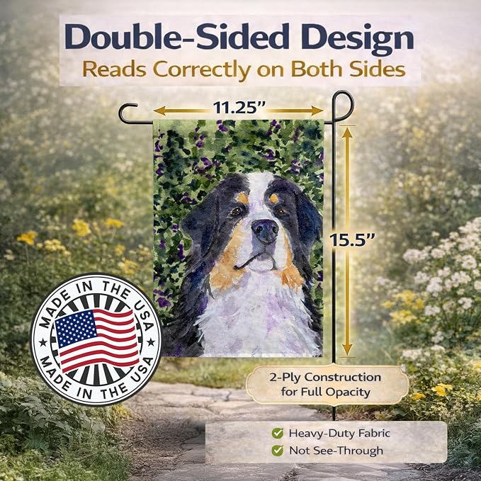 Caroline's Treasures SS8830GF Bernese Mountain Dog Garden Flag Mailbox Flag Decorative Yard Flag Banner Outside Patio Artwork Yard Flower Beds, Garden Size, Multicolor