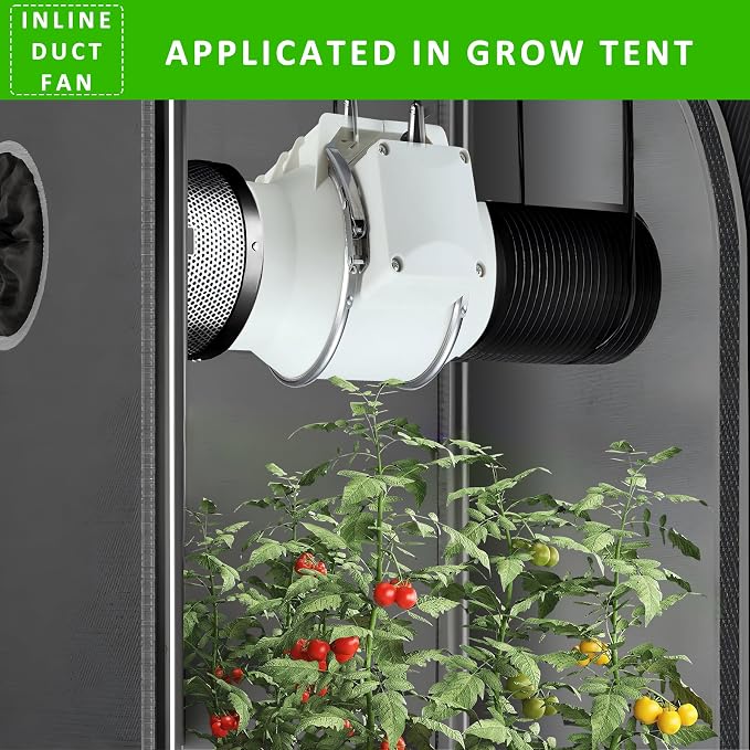 3inch Inline Duct Fan | 110 CFM, Ventilation Exhaust, Vent Bathroom, Kitchen, Grow Tent, Hydroponics, 3D Printer, Duct Intake Extractor