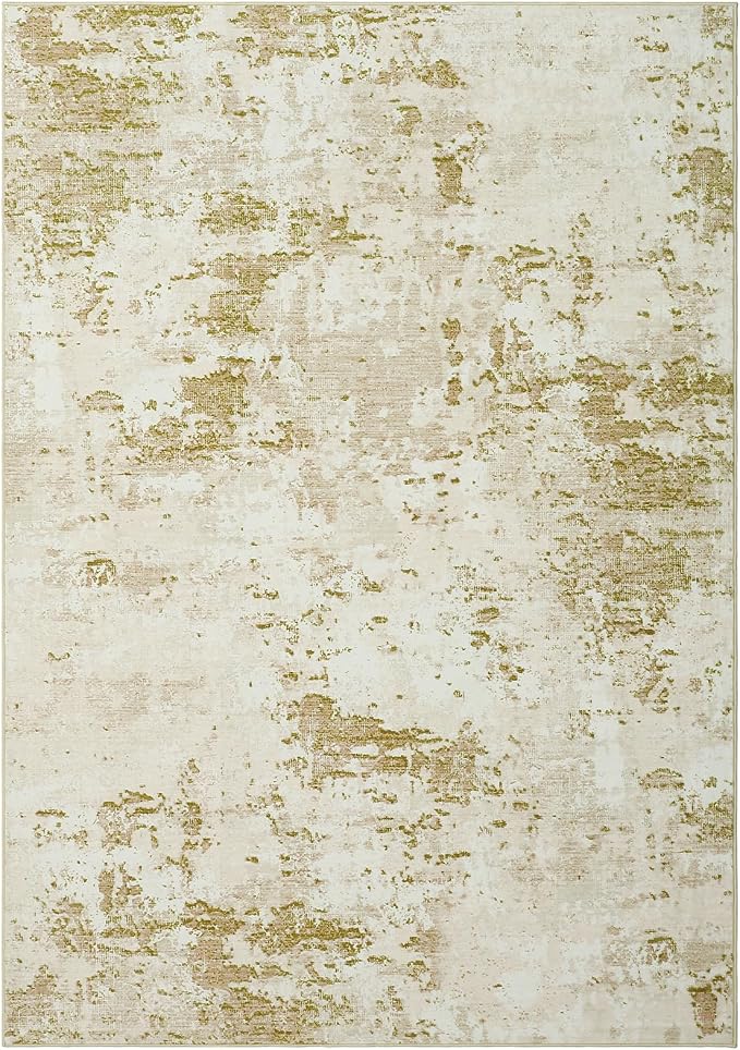 ROYHOME Modern Abstract Area Rug 8x10 Non Slip Non Shedding Rug Low Pile Stain Resistant for Bedroom Living Room,Golden Grey
