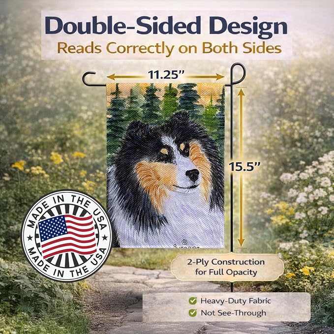 Caroline's Treasures SS8140GF Sheltie Garden Flag Mailbox Flag Decorative Yard Flag Banner Outside Patio Artwork Yard Flower Beds, Garden Size, Multicolor