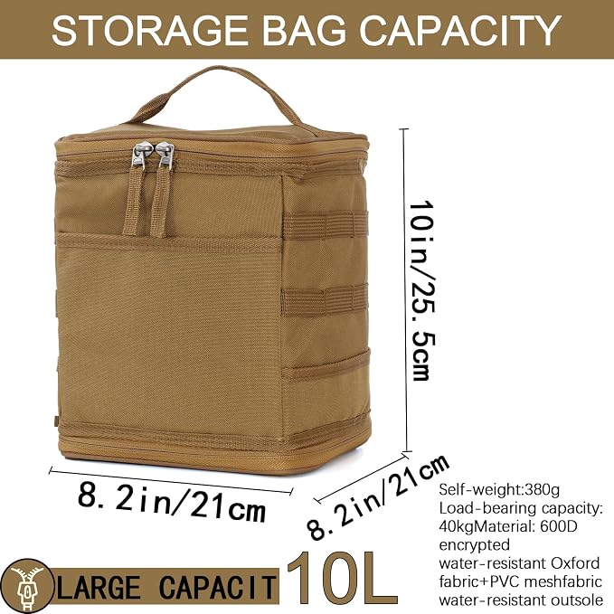 11L Camping Storage Bag, Tactical Camping Storage Bag | 600D is durable, waterproof, Suitable for camping, traveling, picnicking