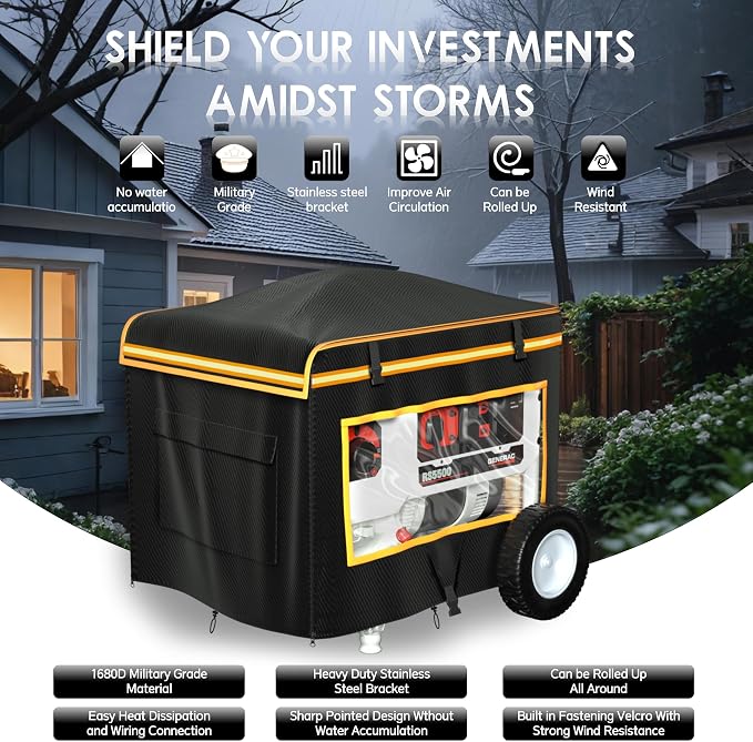 Generator Covers While Running, With Stainless Steel Bracket, Best Portable Universal Waterproof Heavy-duty Inverter Generator Tent Case, Suitable for Westinghouse, Champion, Firman, Predator, Hongda