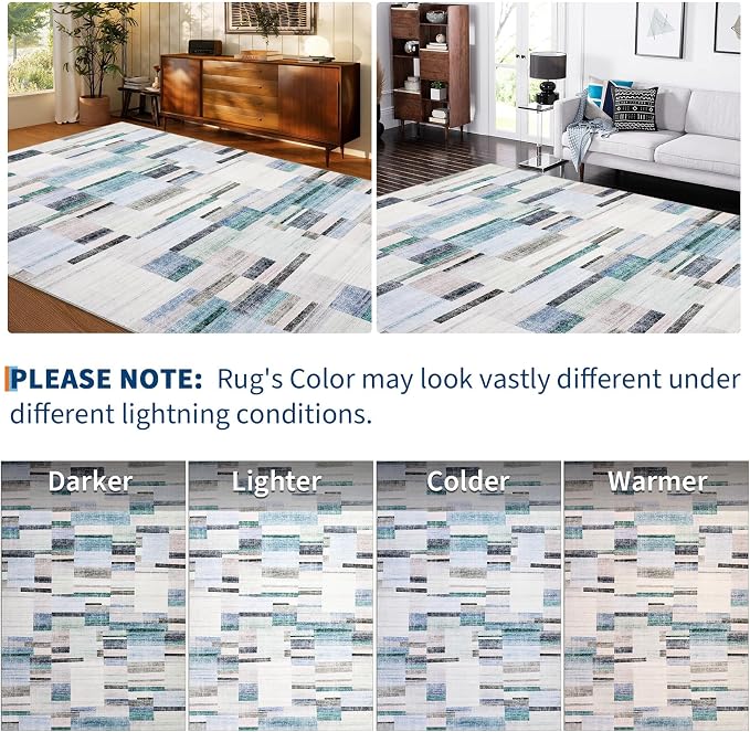 GarveeHome Washable Rug Runners for Hallways Non Slip 2x6 Modern Geometric Kitchen Rugs Farmhouse Entryway Rug Soft Bathroom Rugs Stain Resistant Carpet for Laundry Bedroom 2 ft x6 ft Blue