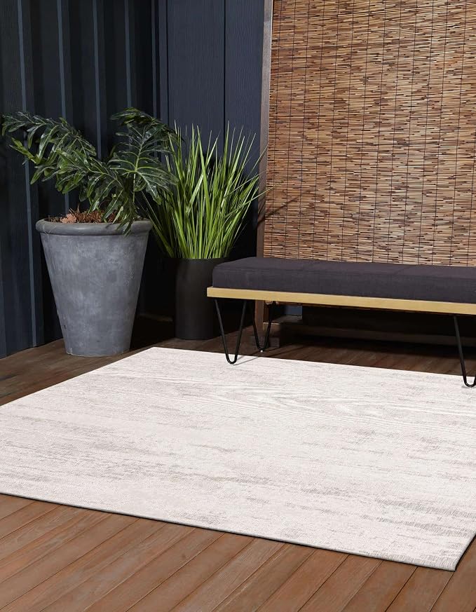Unique Loom Outdoor Modern Collection Area Rug - Cartago (6' 1" Square Gray/Ivory)