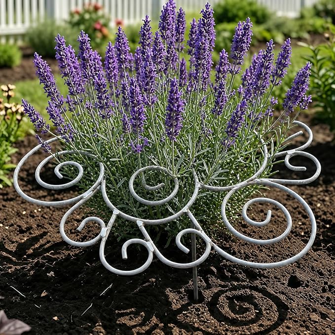 Peony Cages and Supports Support Rings Metal Garden Plant Support Cage Decorative Grow Through Flower Hoops for Peonies Dahlias Roses Hydrangeas Outdoor Plants (Silver,M - 1pcs)